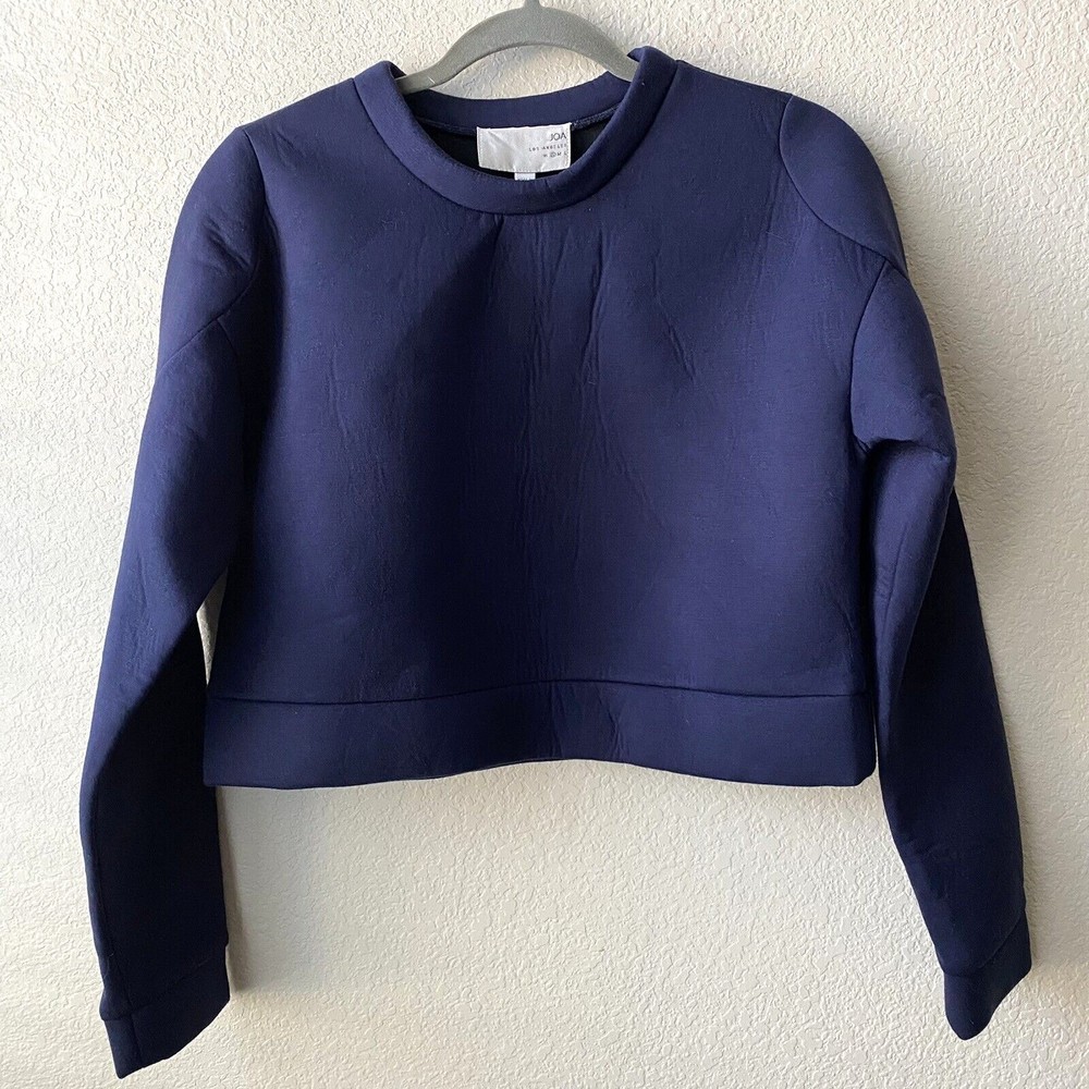 JOA Los Angeles Womens Sweater Size Small BC2466 Blue Cropped Pullover